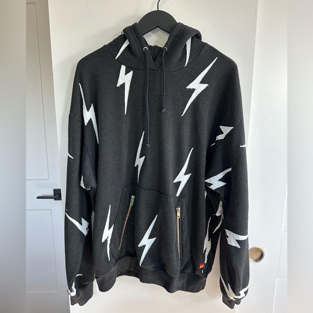Aviator Nation Bolt Stitch Repeat Relaxed Hoodie Size Large Unisex